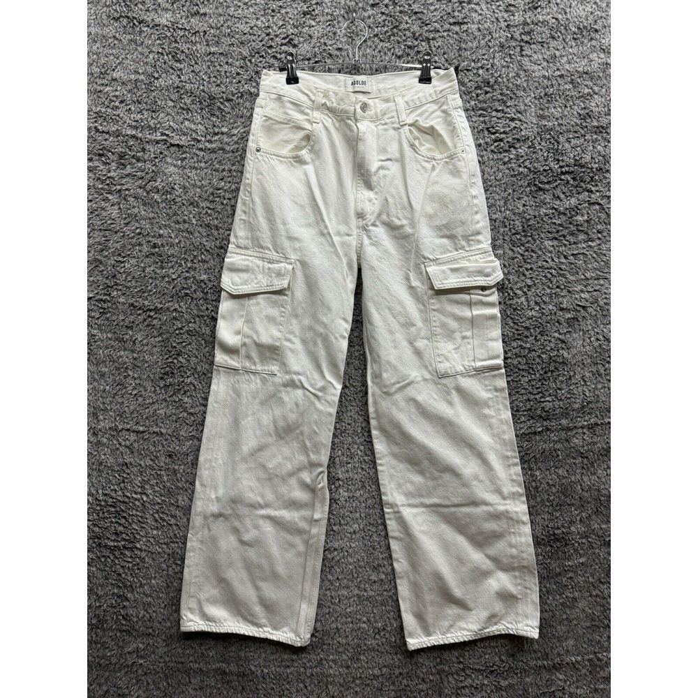 Agolde White Minca Cargo Wide Leg High Rise Jeans Size 27